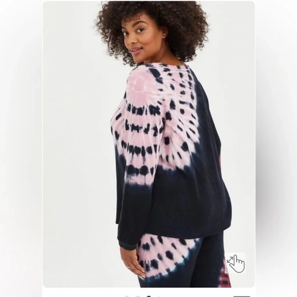 Torrid Women's Dream Fleece Tie Dye Sleep Tee Sweatshirt Long Sleeve - Picture 2 of 6
